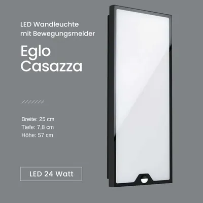 Immagine prodotto di Eglo 99522 CASAZZA LED parete/soffitto per esterni 18,5W Sensore Nero Bianco Caldo IP44