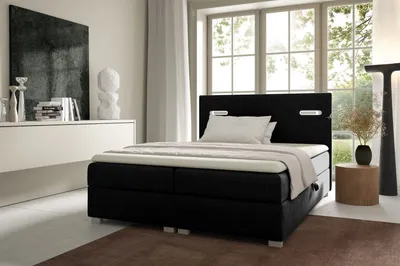 Obrázek produktu pro Čalouněná postel 160x200 MIRONA s LED osvětlením - černá + topper