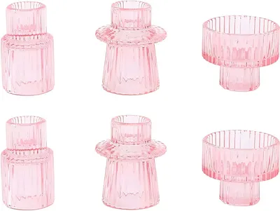 Produktbild von Set aus Kerzenhaltern, Votiv-Kerzenständer, dekorative, konische Tischdekorationen, Kristall-Teelichthalter für Zuhause, für Essen, für Hochzeiten