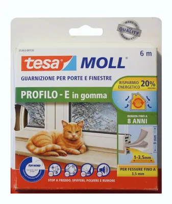 Obrázek produktu pro Tesa Moll E-profil těsnicí páska 6 m pěnová těsnění dveří těsnění oken