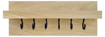 Produktbild von Wandregal mit Haken Schlüsselbrett mit Ablage Eiche lackiert 20 u 30 cm V-40.12-1130 cm