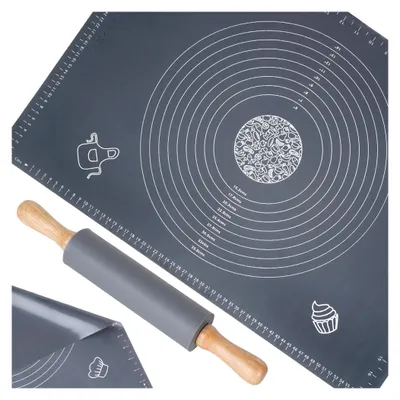 Produktbild von Großes Silikon-Nudelbrett, Nudelholz, Backmatte