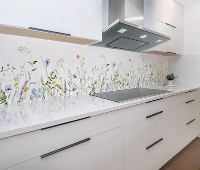 Produktbild von Küchenrückwand Sommerblumen 60x300 cm, Spritzschutz Küche, ABS-Kunststoff Platte, wasserfest, pflegeleicht, deckt Fliesenfugen ab