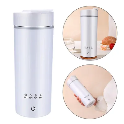 Produktbild von Tragbarer Wasserkocher,3-in-1 Reisewasserkocher, Elektrischer Heizbecher & Isolierbecher, 475 ml, Doppelschichtig isoliertl,für Milch Kaffee