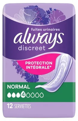 Image de Always Discreet Serviettes Normal - 1 paquet de 12 protections