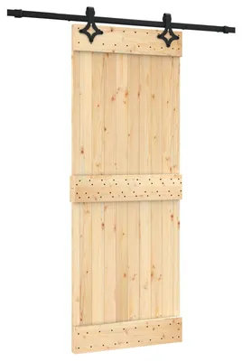 Produktbild von Schiebetür Natürlich und Schwarz 80 x 210 cm Massivkiefer