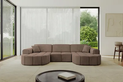 Produktbild von ALTDECOR Ecksofa in U-Form Livo-U1 - 315x173x79,5 cm Braun - Corner Sofa Bett Eckcouch Couch L-Form Wohnlandschaft Cauchsofa