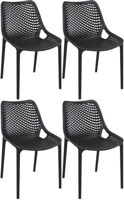 Produktbild von CLP 4er Set Stühle Air Stapelbar UV-lichtbeständig schwarz