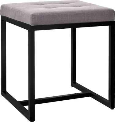 Produktbild von CLP Sitzhocker Barci mit Polsterung und schwarzem Eisengestell grau Material Stoff