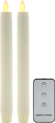 Produktbild von LED-Stab-Kunstharzkerze mit "Flamme", Ivory-Weiß, mit FB, ca. 23cm, 2er Set