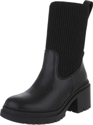 Produktbild von Ital-Design Damen Stiefeletten Chelsea Boots High-Heel Stiefeletten  Textiloptik, Lederoptik Plateaustiefeletten 88460351 Schwarz Gr.  39