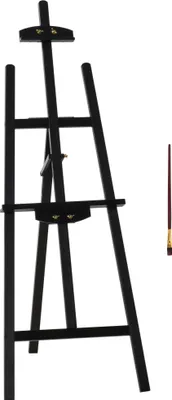 Produktbild von Staffelei, Holz, 134,5 cm hoch, Holzstaffelei, Leinwand bis 108 cm, Feldstaffelei, Atelierstaffelei, Malerei, Skizze, Hochzeit, Ausstellung, Schwarz