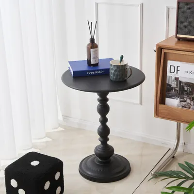 Produktbild von Vintage kleiner Teetisch Rundtisch Wohnzimmer Minimalistisch couchtisch schwarz 【FGCJ2659-HEI】