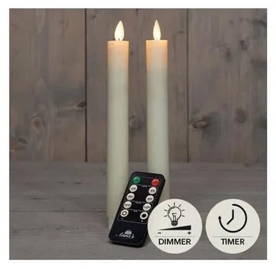 Image de 2 Bougies Sur Tige 23Cm Crème Électrique