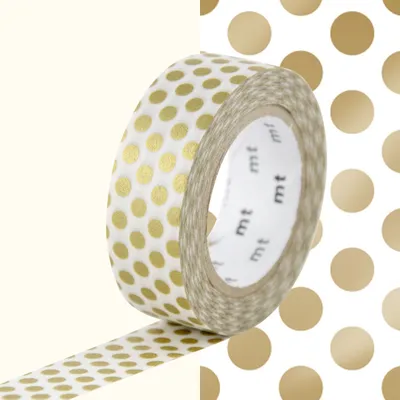 Immagine prodotto di Nastro adesivo decorativo a pois - Oro - 1,5 cm x 7 m