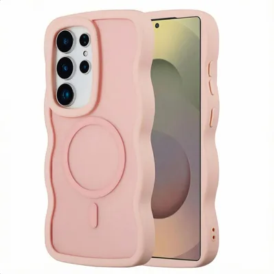 Image de Selencia Coque arrière ondulée avec MagSafe pour le Samsung Galaxy S25 Ultra - Rose tendre