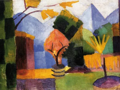 Obrázek produktu pro August Macke Art Print Obraz - Zahrada u Thunského jezera (60 x 80 cm)