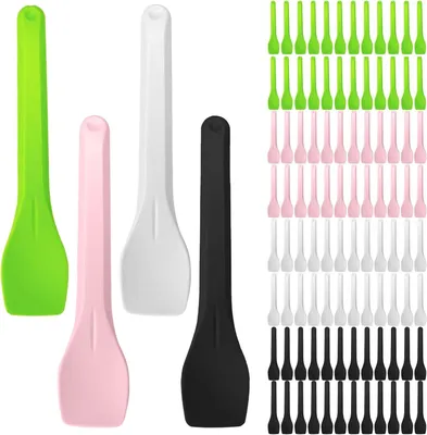 Imagen del producto de Cucharas de postre de plástico biodegradable, 100 unidades, 9,5 cm, reutilizables para postres