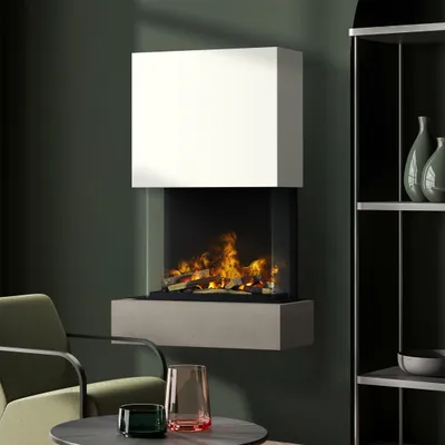 Produktbild von muenkel design Como [Elektrokamin Opti-myst]: Concrete (Betonoptik) - weiß