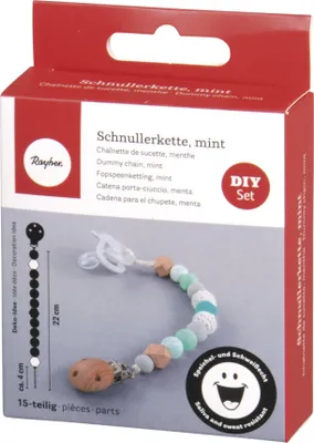 Zdjęcie produktu dla Zestaw - Drewniany klips do smoczka z niebieskimi silikonowymi kulkami