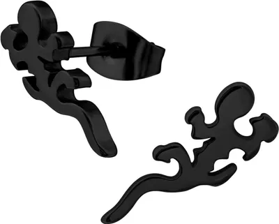 Produktbild von Ohrringe Ohrstecker 316L Chirurgenstahl mit Eidechse in silber oder schwarz Farbe - Schwarz