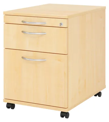 Produktbild von bümö office Rollcontainer - mit Hängeregistratur - Nachbildung Ahorn, Griff: Bogengriff (Metall)