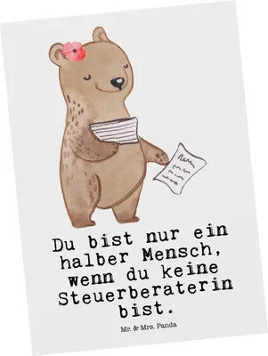 Produktbild von Mr. & Mrs. Panda Postkarte Steuerberaterin Herz - Weiß - Geschenk, Grußkarte, Ansichtskarte, Fotokarte, Postkarten, Ansichtskarten