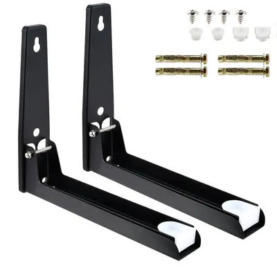 Produktbild von Mikrowellenhalterung Wand,2 Stück Mikrowellenhalter, teleskopisch 230–400 mm, klappbar Küchenregal, Stahl, bis 40 kg Tragkraft