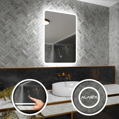 Produktbild von Badspiegel mit LED Beleuchtung und Touch-Schalter - Osaka - 70 cm, 80 cm