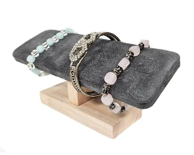 Produktbild von "T- Form" - Design Schmuckständer Schmuckhalter für Uhren Armband Ketten Stoffüberzog grau