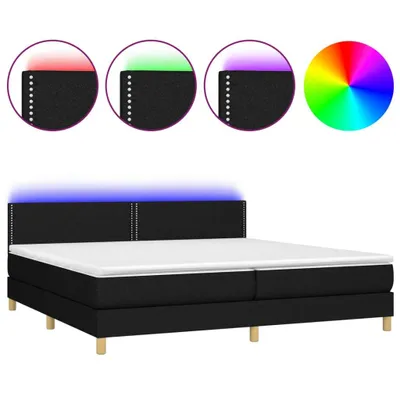 Produktbild von vidaXL Boxspringbett mit Matratze & LED Schwarz 200x200 cm Stoff