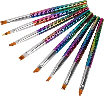 Produktbild von Set mit 8 Ombre- und Dekorationspinseln mit Regenbogengriff