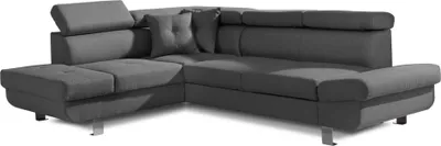 Image de Best Mobilier Lisbona - Canapé d'angle gauche convertible - 5 places - avec têtières , Gris foncé