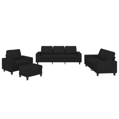 Produktbild von 4-tlg. Sofagarnitur Schwarz Stoff