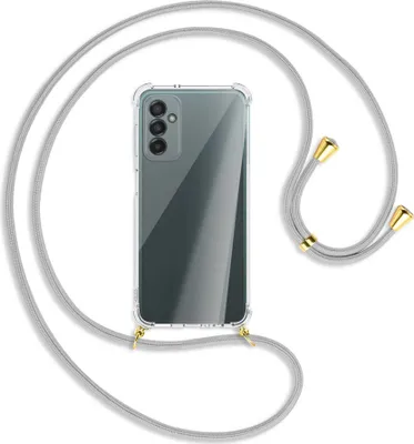 Produktbild von Handykette Backcover-Schutzhülle mit Band (Metall goldfarben) für Samsung Galaxy M23 - silbergrau