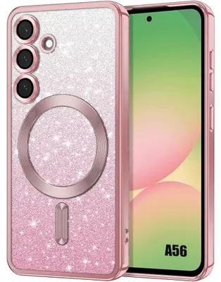 Image de Coque pour Samsung Galaxy A56 5G, Silicone avec Cercle Magnétique Protection Caméra - Rose Scintillant