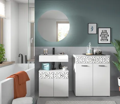 Produktbild von xonox.home Badkombination Prisma weiß Melamin B/H/T: 141x187x37cm