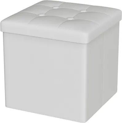 Immagine prodotto di Pouf contenitore, 30x30x30 cm, bianco, in ecopelle, ideale per il soggiorno
