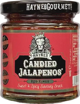 Produktbild von Haynes Gourmet Candied Jalapenos Red Rings - Süß-würzige Genuss-Kandierte Jalapeños
