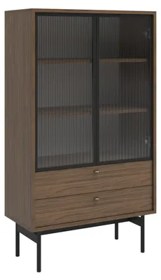 Obrázok produktu pre Selsey Olar II – Vitrína s 2 policami, Imitácia dreva Carini orech, 85 cm