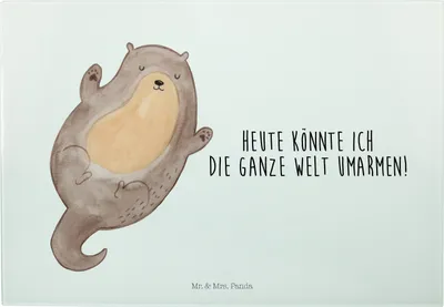 Produktbild von Mr. & Mrs. Panda Küchenbrett Otter Umarmen - Weiß - Geschenk, gut Gelaunt, Glas Schneideplatte, Hallo, schneidbrett, Frühstücksbrett, glücklich, Schneidebrett