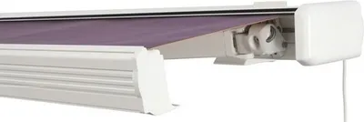 Produktbild von SOLUNA Kassettenmarkise Exquisit 4,5x2,5 Stoff Dessin 7554 Gestell RAL 9010 reinweiß Antrieb rechts inkl. Motor und Wand