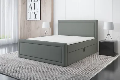 Produktbild von Boxspringbett GERI 180x200 mit 2 Bettkästen, Bonell-Matratze und Topper. Möbel vom Hersteller- Handarbeit! Bett Komplett-Set mit Matratze, Bettkasten & Kopfteil. Modern und robust.