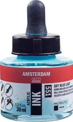 Produktbild von Amsterdam Acrylic Tinte Flasche 30 ml Himmelblau Hell 551