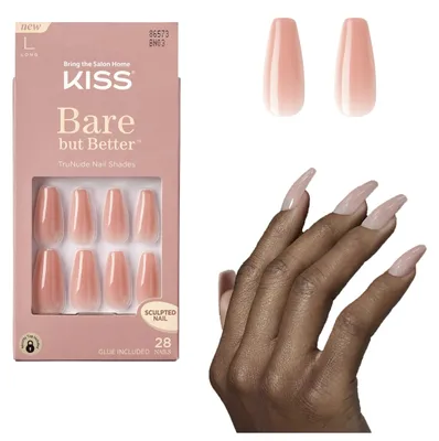 Image de KISS | Ongles artificiels Bare But Better BN03C - Nude Glow - Manucure rapide - 28 pièces