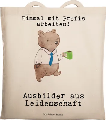 Produktbild von Mr. & Mrs. Panda Einkaufstasche Ausbilder Leidenschaft - Transparent - Geschenk, Tutor, Tasche, Witzig, Beruf, Shopping, Lustig, Jutebeutel, Spruch, Laptoptasche