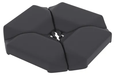 Image de Support de parasol pour parasol de balcon - Base lestée pour parasol, composée de 4 pièces - Peut être remplie avec 77 kg d'eau ou 100 kg de sable - Couleur : noir