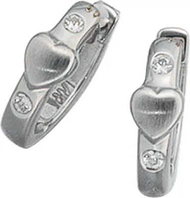 Produktbild von JOBO Creolen Herz 925 Sterling Silber rhodiniert teilmattiert 4 Zirkonia Ohrringe