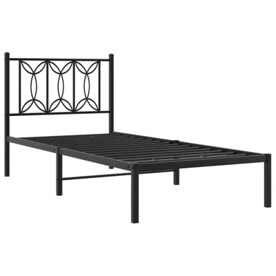 Produktbild von Bettgestell mit Kopfteil Metall Schwarz 90x200 cm