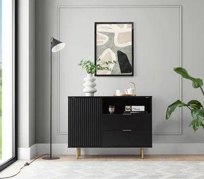 Produktbild von NOBIA KOMMODE K1D2SZ Schränk, Mehrzweckschrank Sideboard (Schwarz Matt)